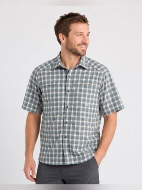 Rei Co-Op Sahara Plaid Short Sleeve Button Front Shirt Men’s Size M